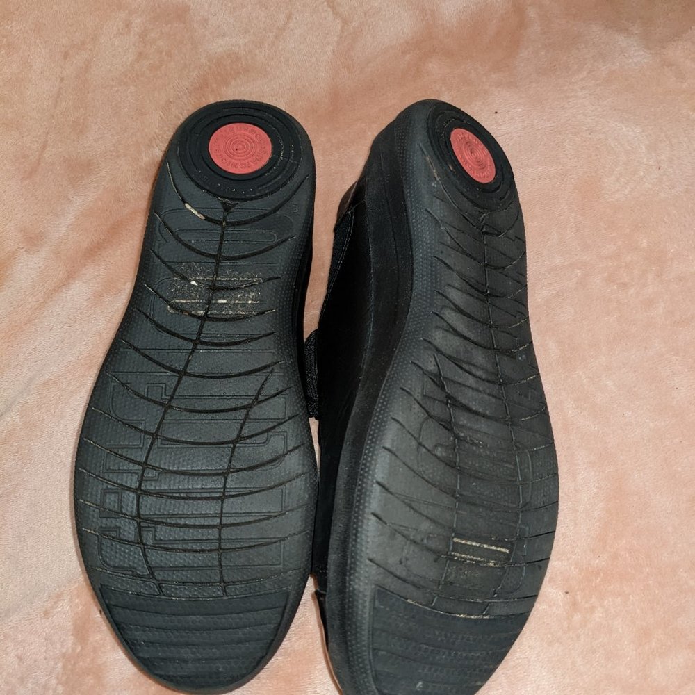 Fitflop F-Sporty Mirror Toe black leather sneaker size 11 - Picture 3 of 5